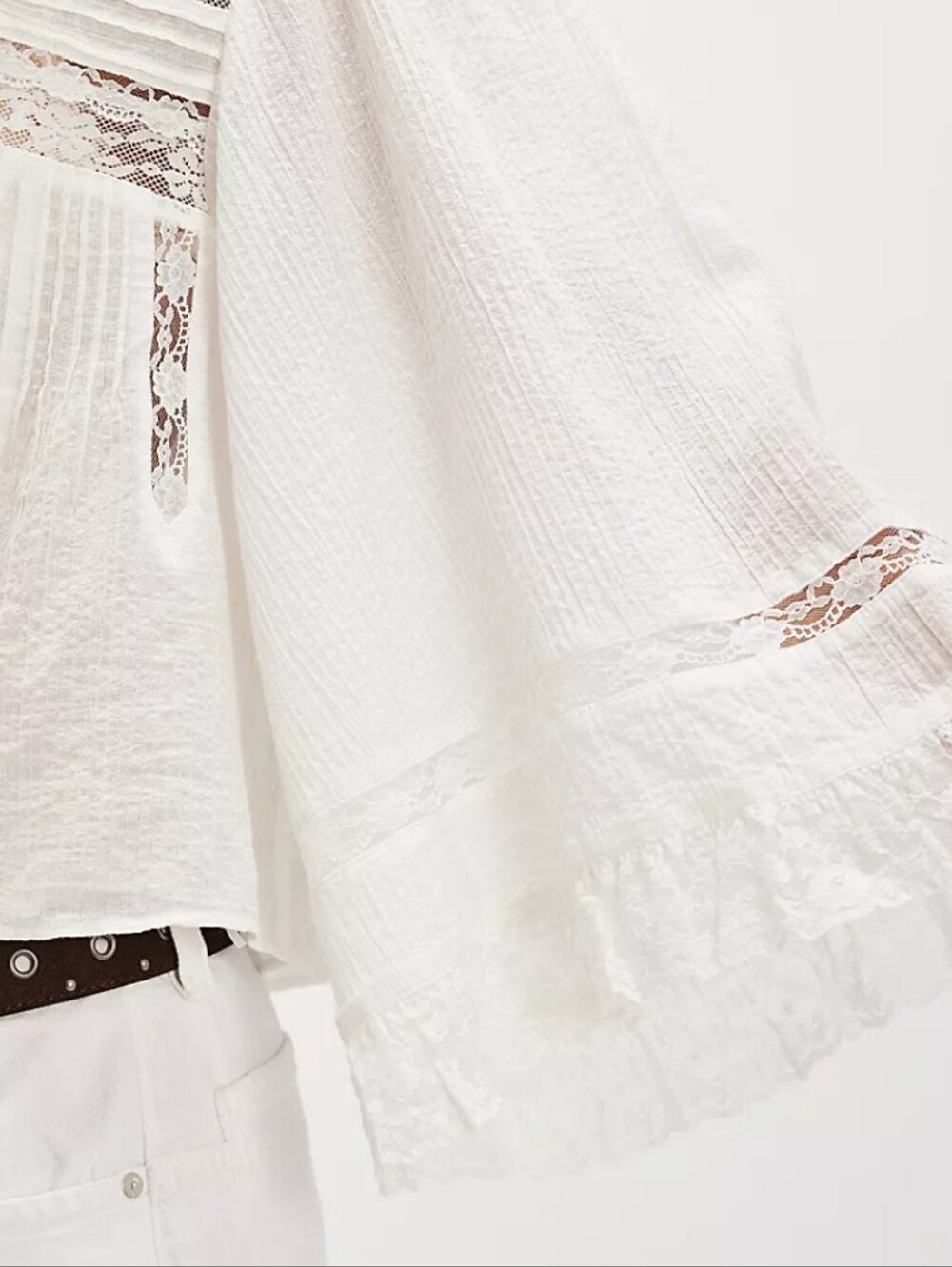 Free People Rosa Ruffle Top, Ivory - M - Picture 3 of 6